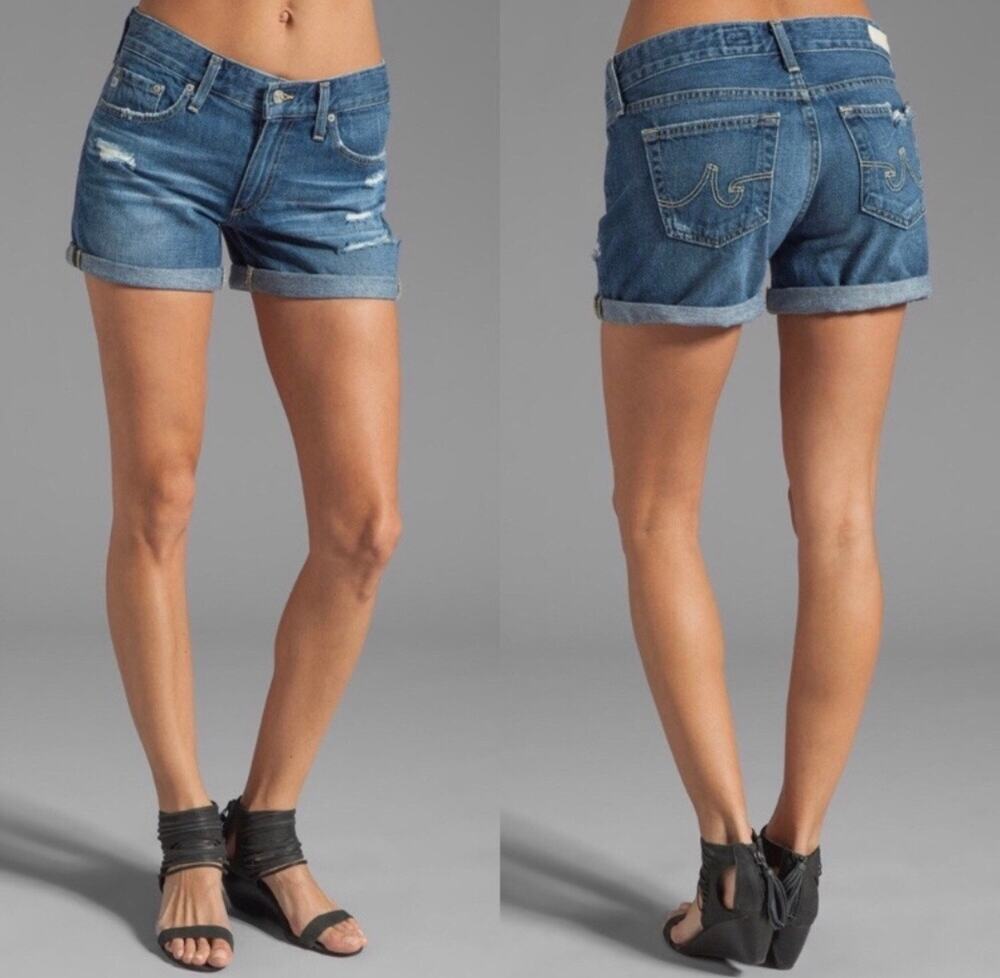 AG Hailey Ex Boyfriend Roll Up Shorts distressed